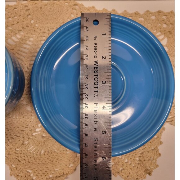 Fiestaware Blue Ring Handle Teacup & Saucer Set HLC Fiesta Peacock or Lapis - Picture 5 of 8